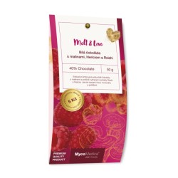 Bílá čokoláda s malinami, Hericiem a Reishi