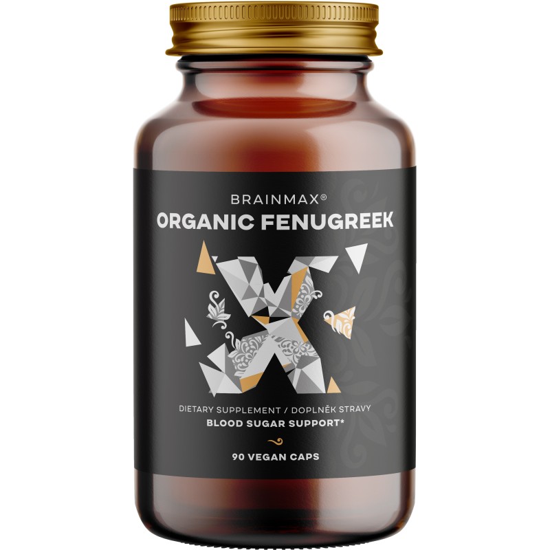 BrainMax Organic Fenugreek 700 mg, BIO Pískavice řecké seno, 90 rostlinných kapslí