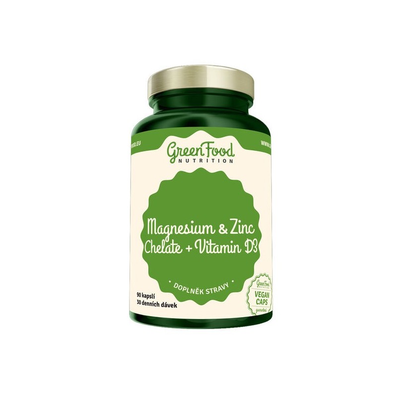 GreenFood Hořčík a Zinek Cheláty + Vitamín D3